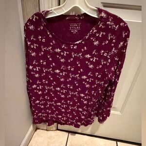 Simply Styled Women's Plum Floral Long Sleeve Top